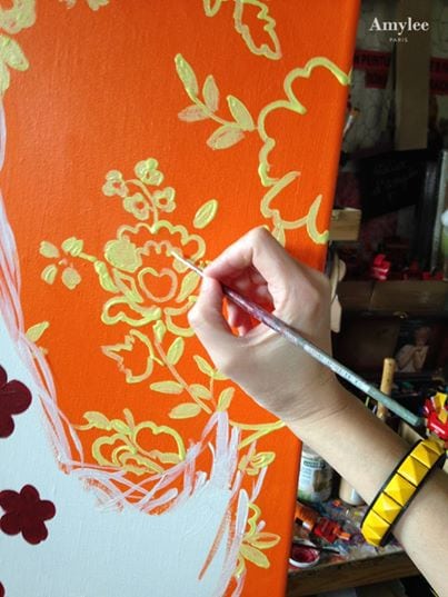 orange jaune peinture fleurs amylee peintre