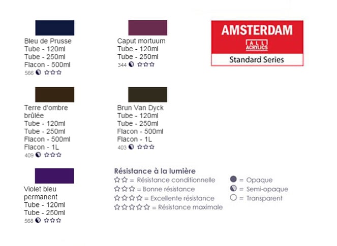 acrylique Amsterdam STandard couleurs art