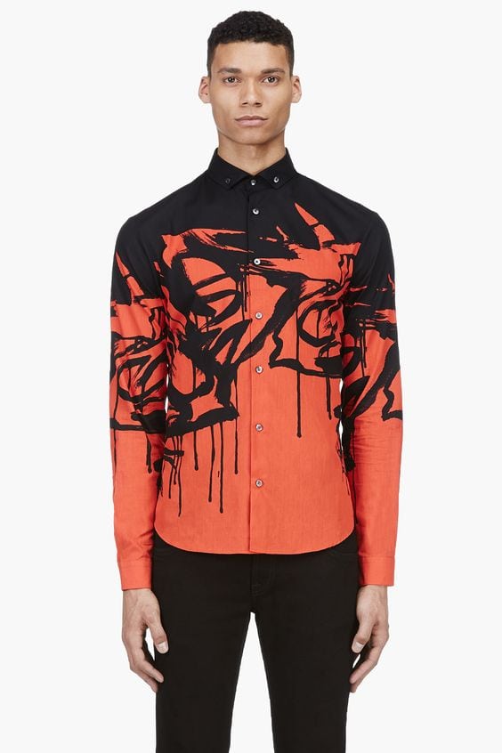 MCQ ALEXANDER MCQUEEN Red & Black Print Button-Down Shirt