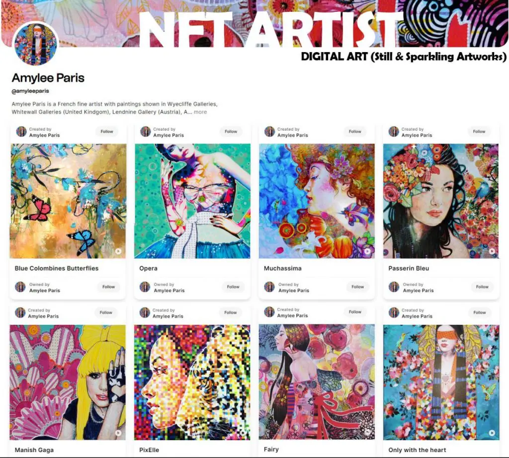 NFT artiste femme peintre creation collectibles numéro 1 bitcoin crypto