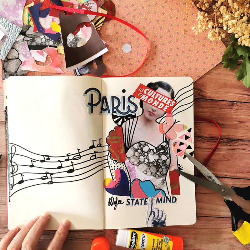 Flatlay journal artiste creatif